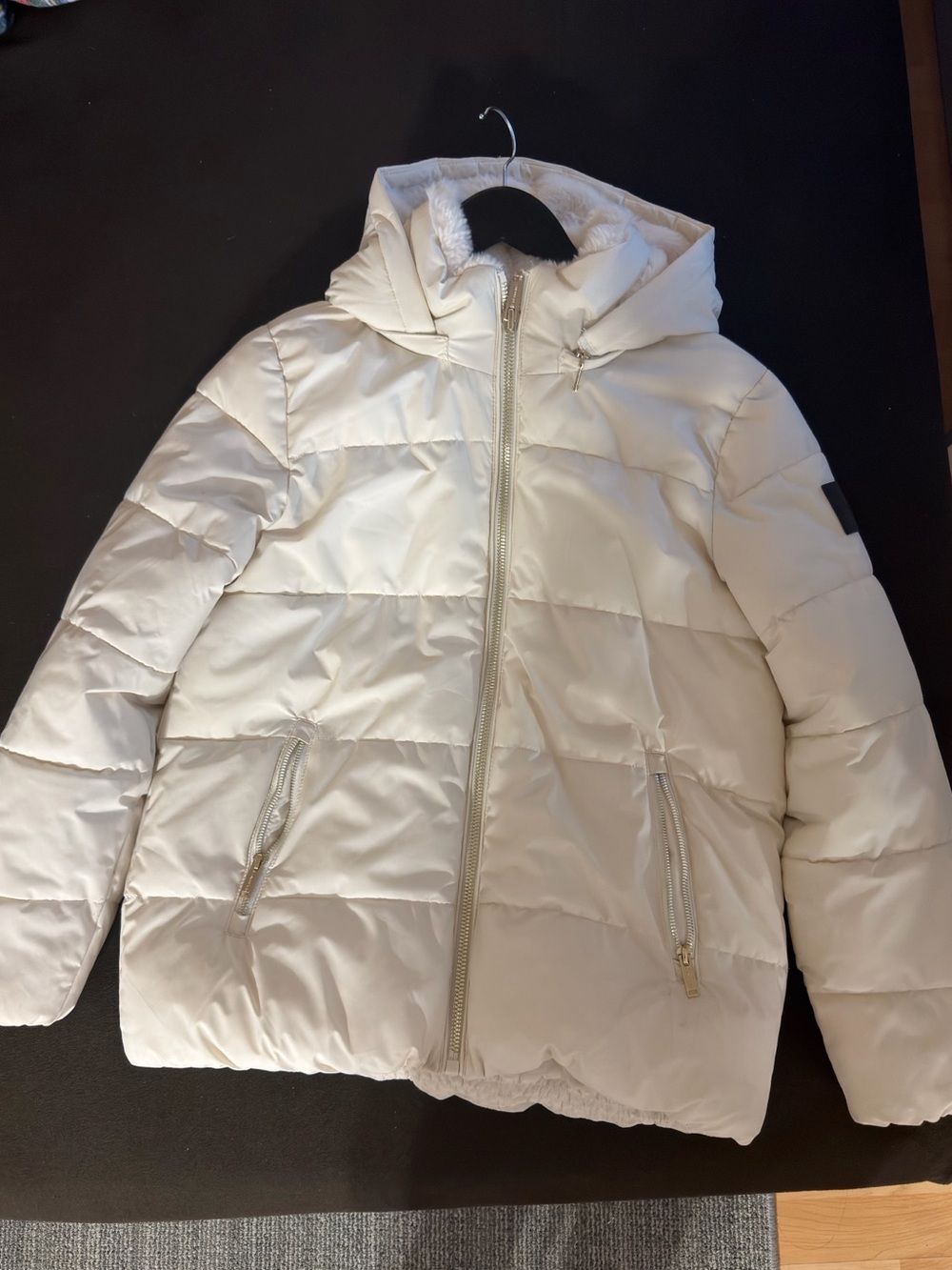 Calvin Klein Performance Ivory/Off-White Puffer Jacket with Hood